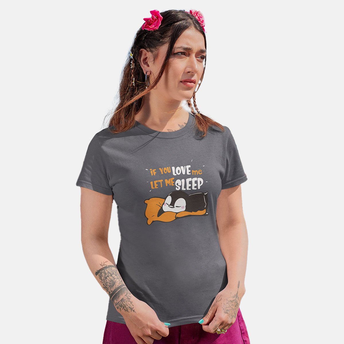 Dhaga If You Love me Let me Sleep Graphic Women T-Shirt