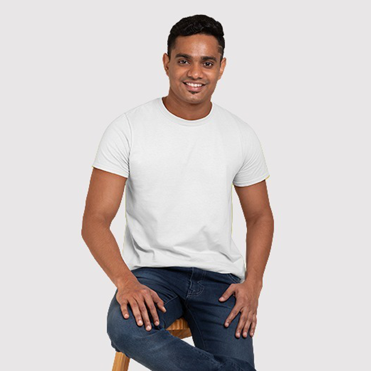 Dhaga Light White Half Sleeves Basic T-Shirt