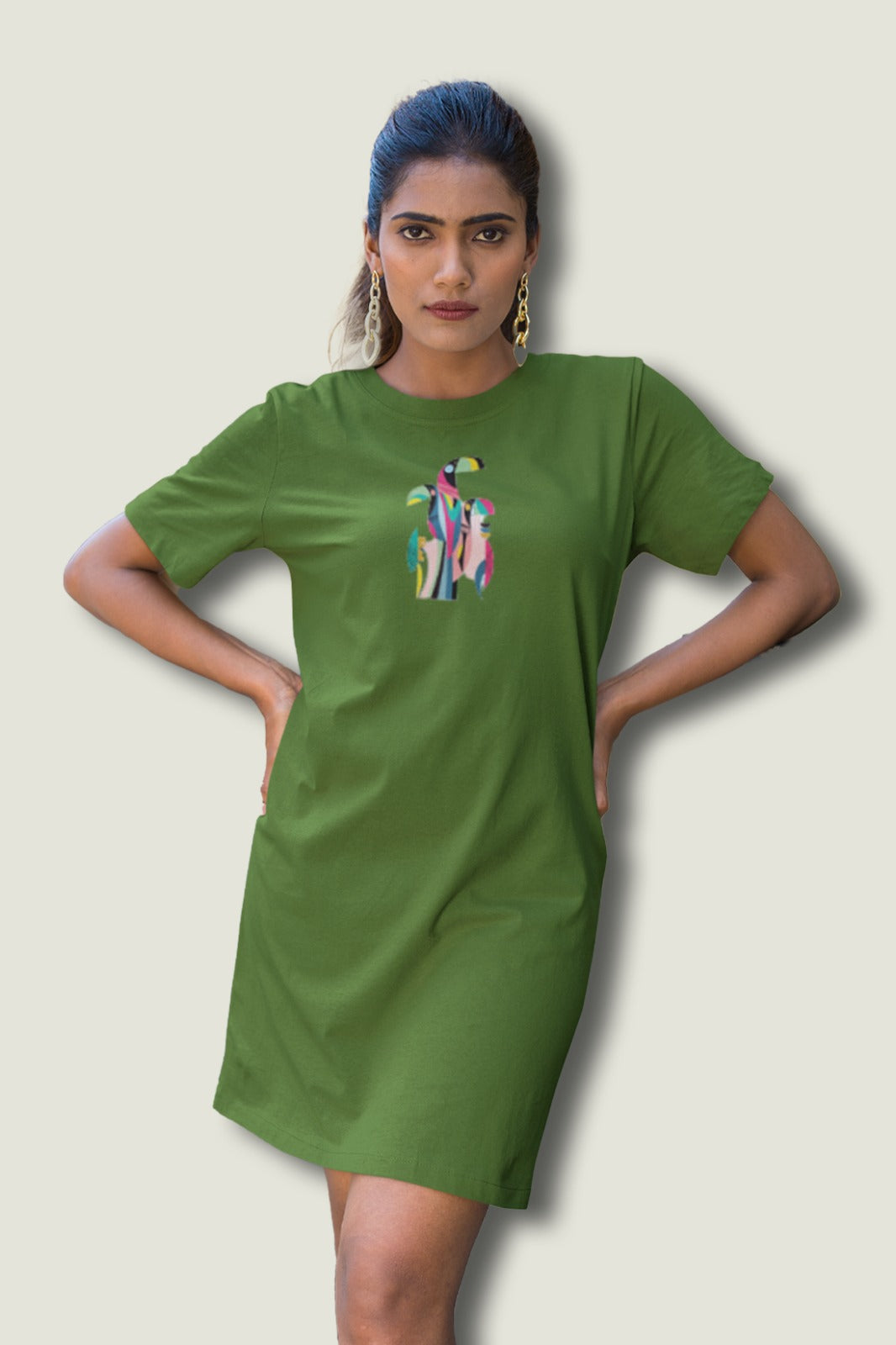 Dhaga's Womens Moss Green Colour Bodycon