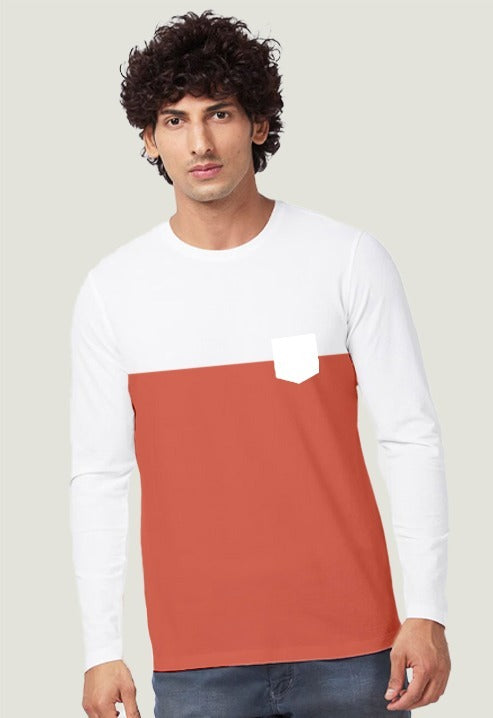 Dhaga White & Red Unique Design Full Tees T-Shirt