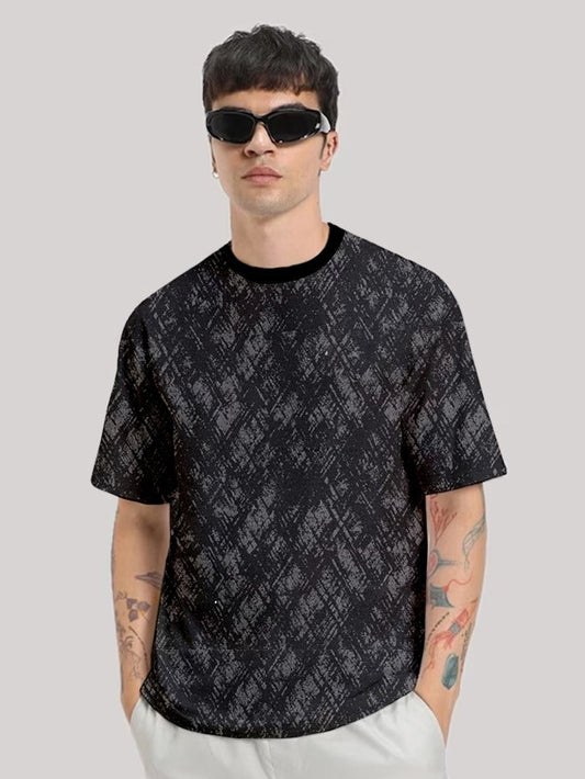 Dhaga Premium Oversized Digital Printed Black Colour Tshirt