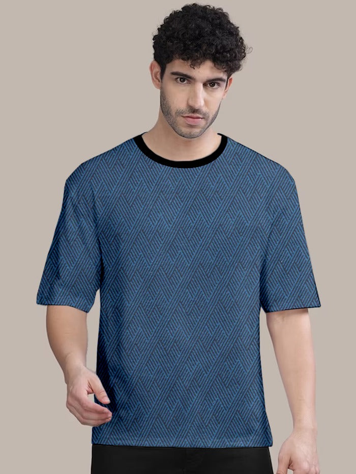 Dhaga Premium Oversized Digital Printed Blue Colour Tshirt