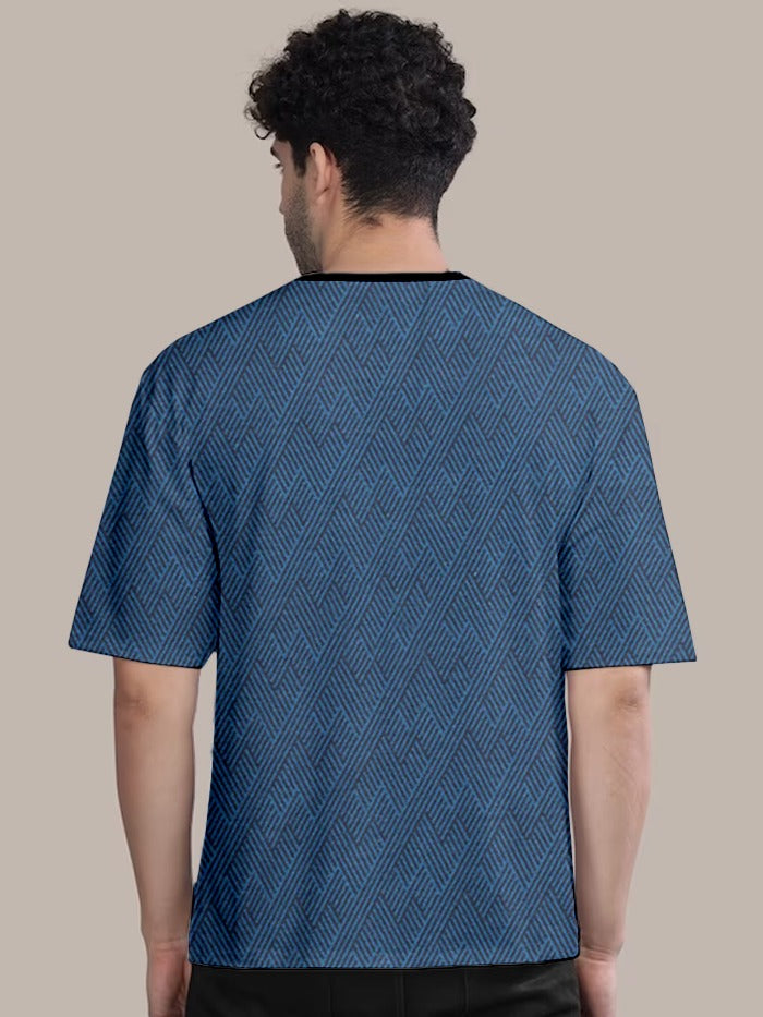 Dhaga Premium Oversized Digital Printed Blue Colour Tshirt