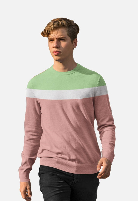 Dhaga Men Dual Tone Green & Pink colour Full Sleeve Tshirt