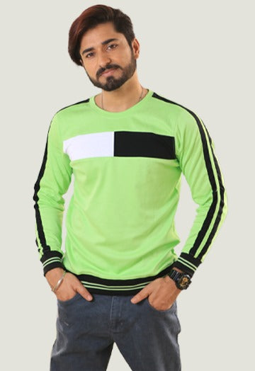 Dhaga Lime Green Unique Design Full Tees  Shirt