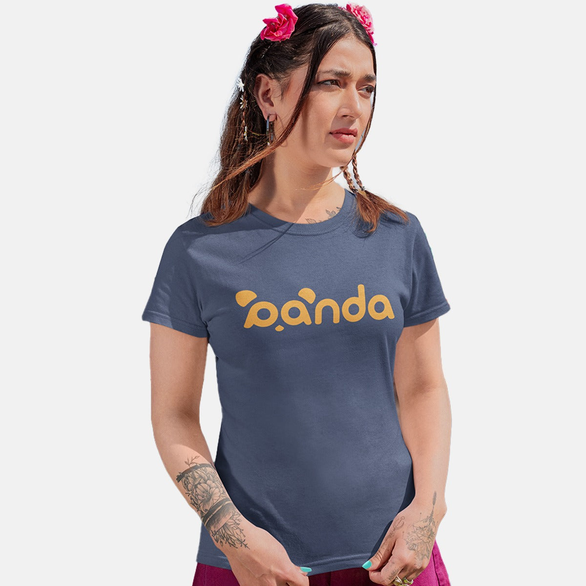 Dhaga Panda Graphic Women T-Shirt