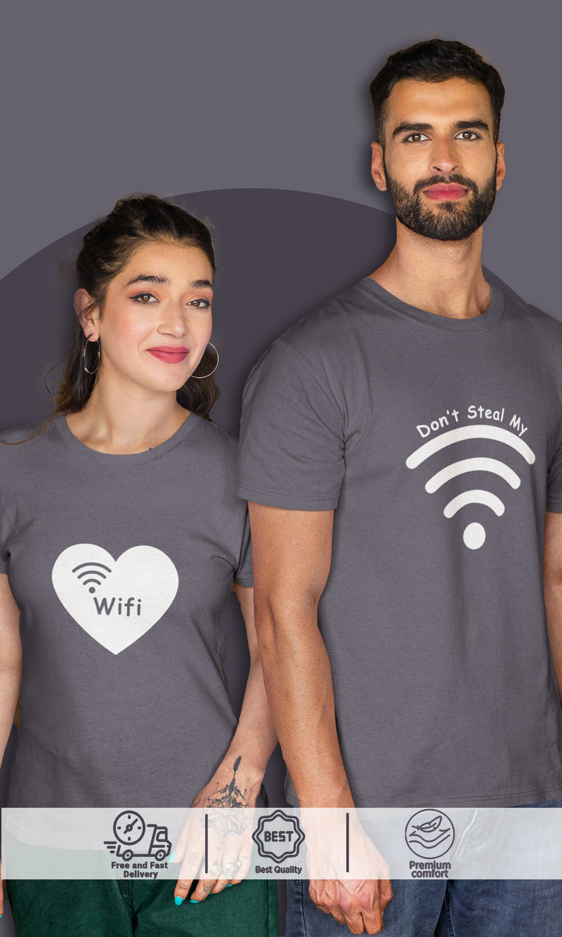 DHAGA Don't Steal My WIFI Couple Tees