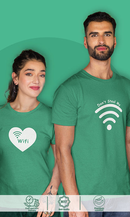 DHAGA Don't Steal My WIFI Couple Tees