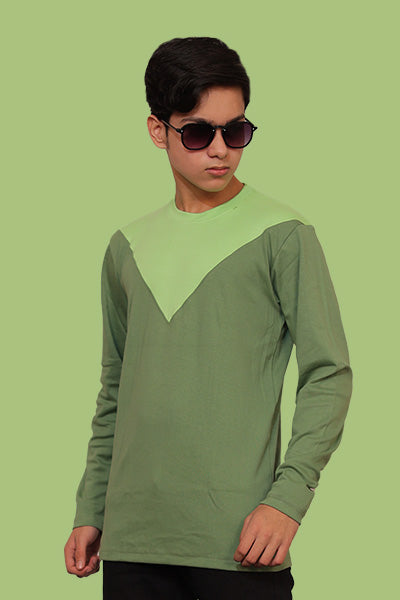 Dhaga Neon Green & Olive Green Unique Design Full Tees T-Shirt