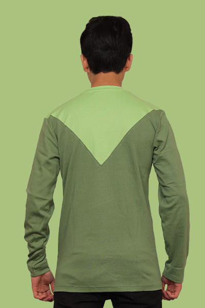 Dhaga Neon Green & Olive Green Unique Design Full Tees T-Shirt